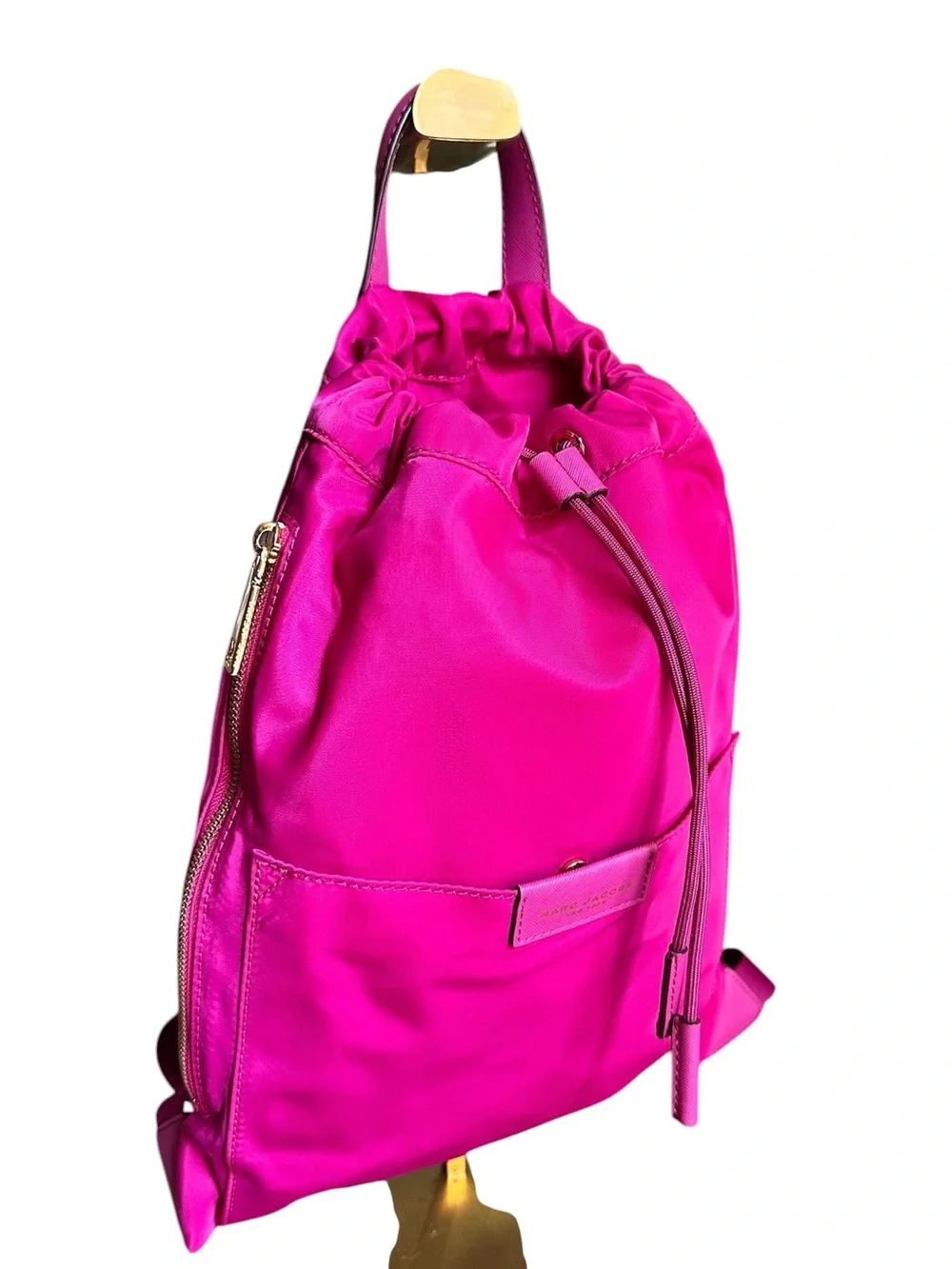 Marc Jacobs Hot Pink Nylon Drawstring Backpack Gold Hardware